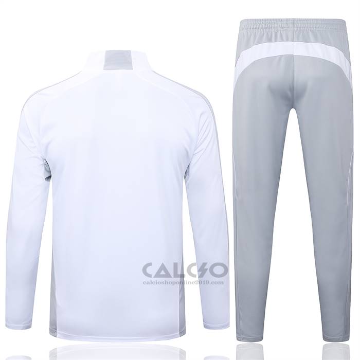 Tuta da Track di Felpa Real Madrid Bambino 2025-2026 Bianco Grigio